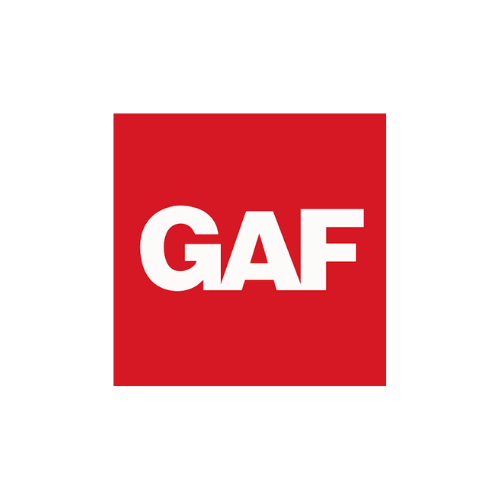 GAF logo red square white letters roofing company