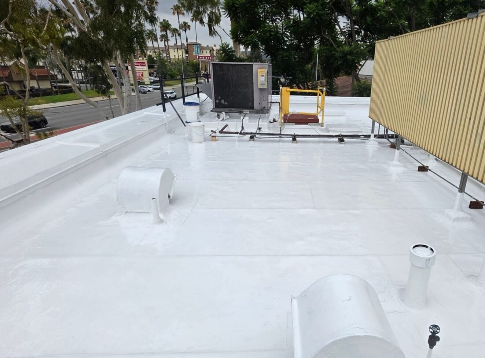 Commercial roofing project in Southern California urban area