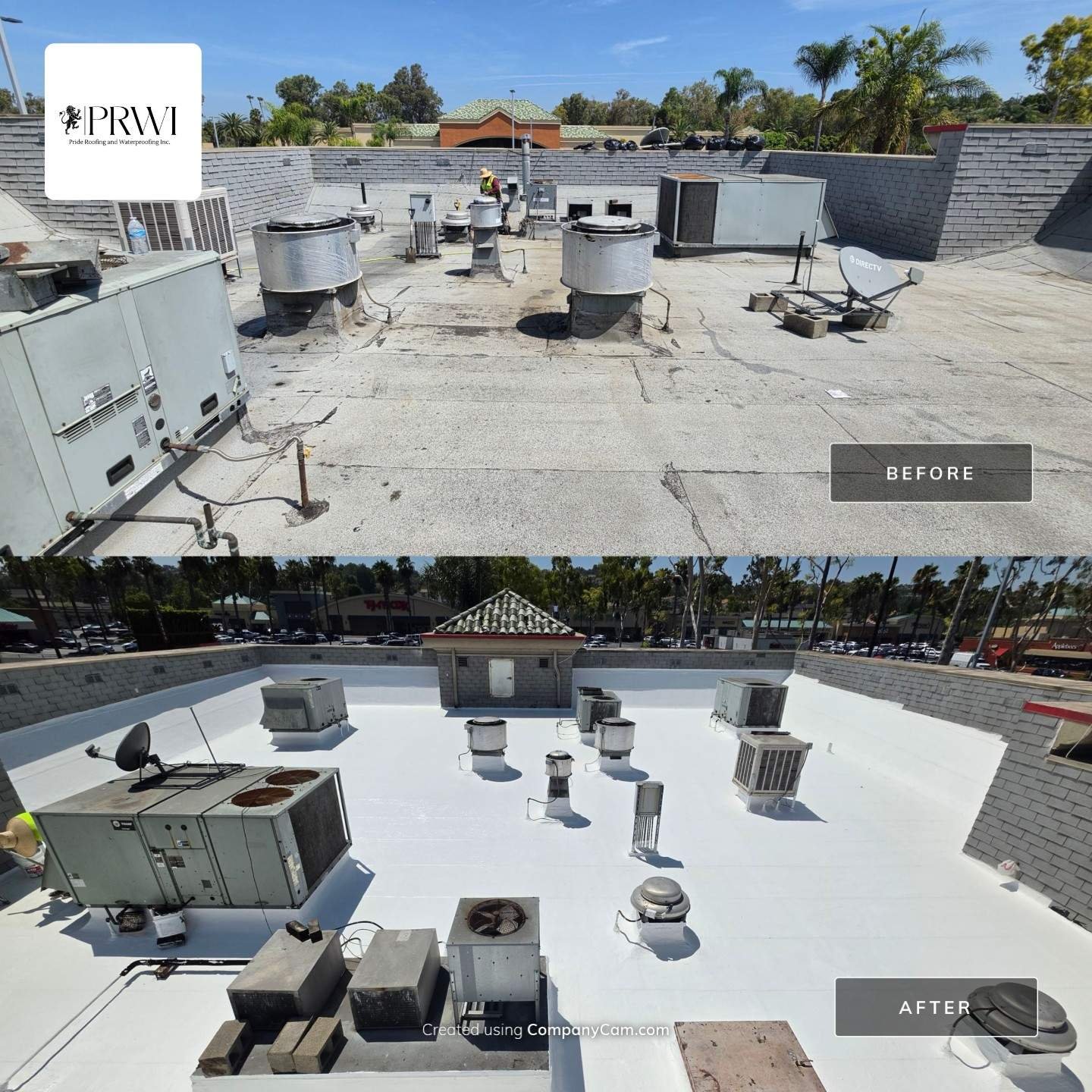Before and after image of commercial rooking projects