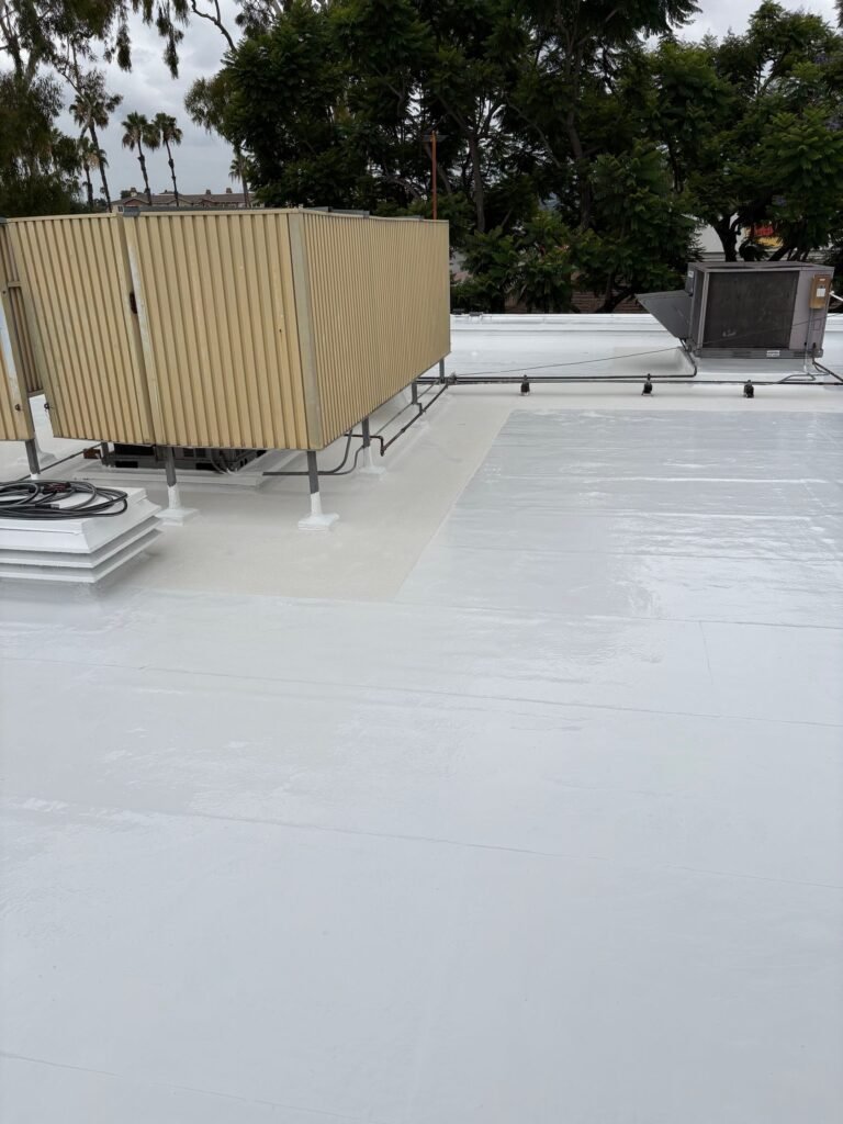 Commercial rooftop with HVAC units in Southern California.