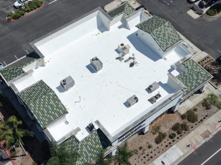 Commercial roofing on modern dentistry building Southern California